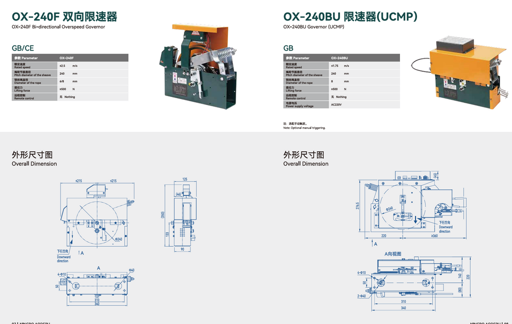 OX-206 OX-208 Elevator Speed Governor