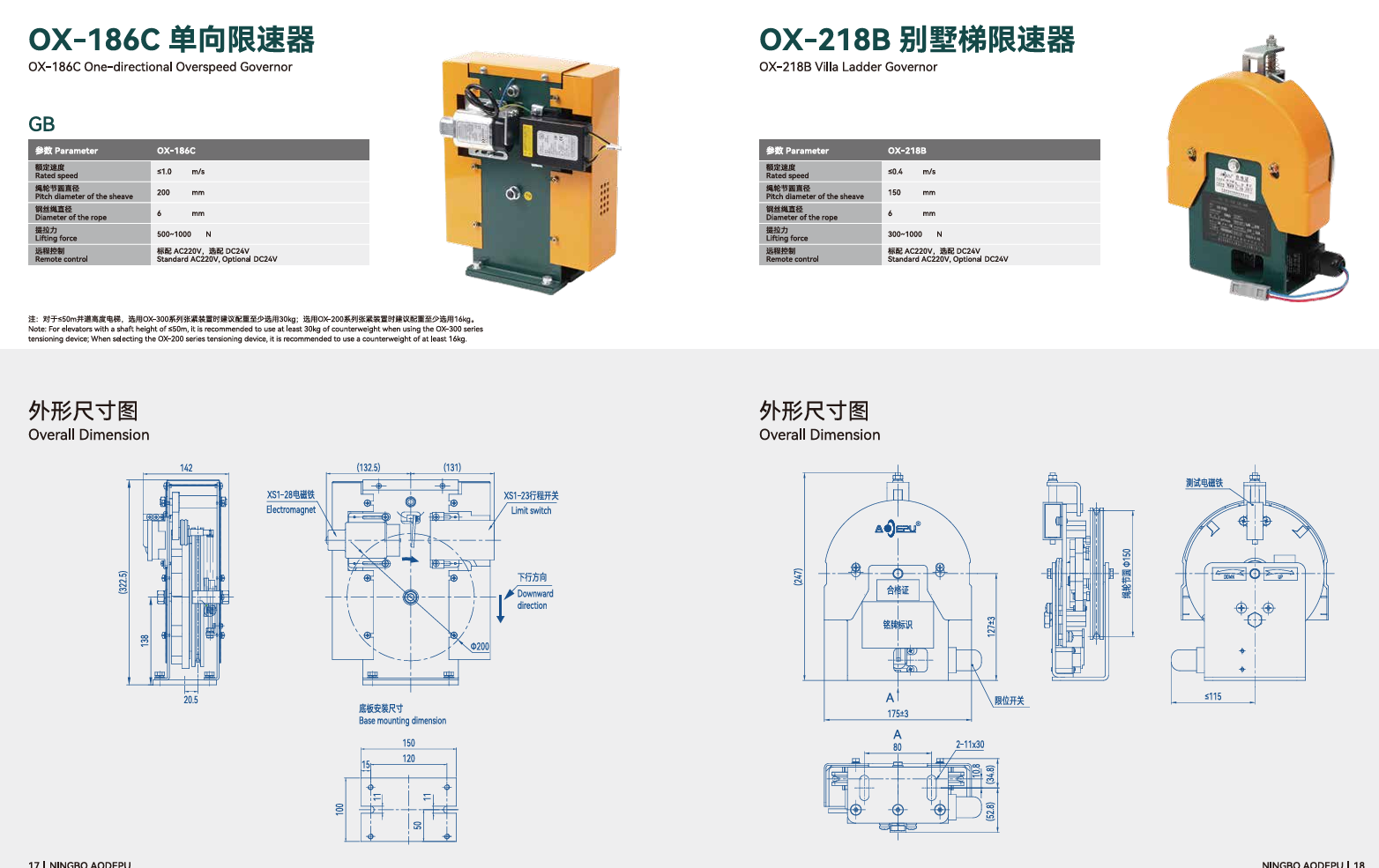 OX-218C OX-266A Elevator Speed Governor