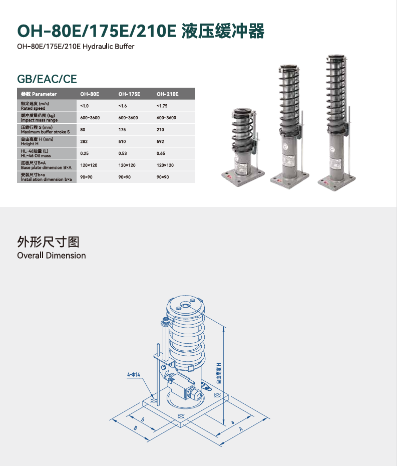 OH-80E OH-175E OH-210E Hydraulic Buffer