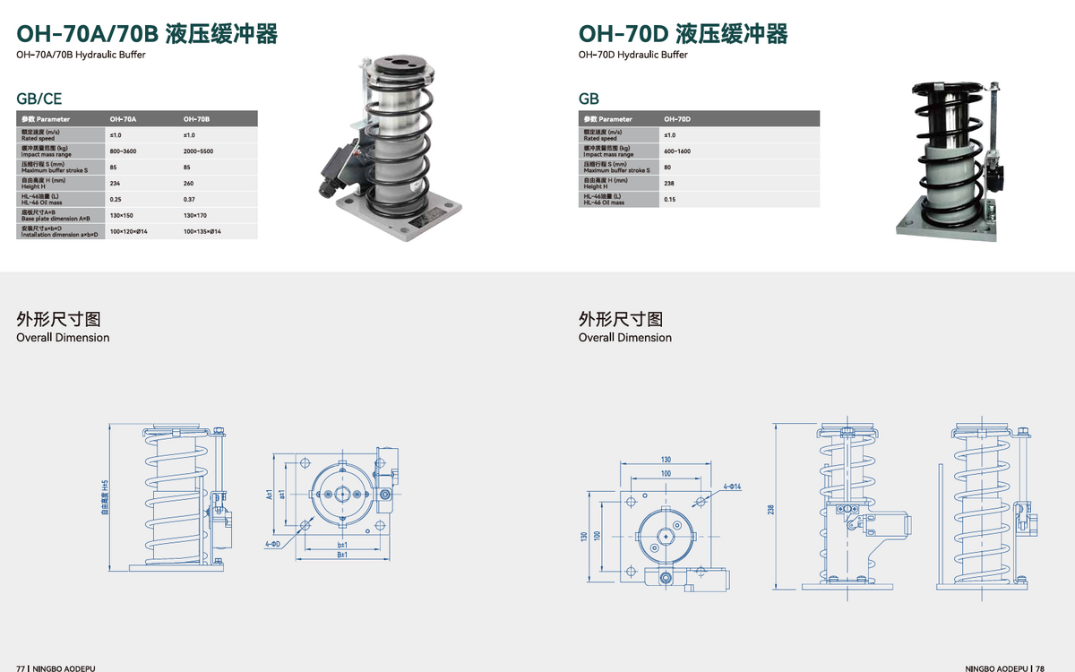 OH-70A OH-70B OH-70D Hydraulic Buffer