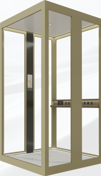 Home Elevator SKY0A02 Exterior - Panoramic Scenic Glass with Champagne Gold Aluminum Alloy Frame