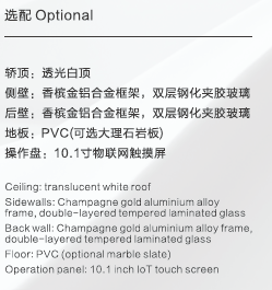 Home Elevator SKY0A02 Standard Specifications - Champagne Gold Aluminum Frame Double-Layer Tempered Laminated Glass