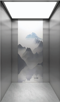 Home Elevator SKY04 Interior - Mirror Stainless Steel with Yanyuncui Landscape Art Back Wall