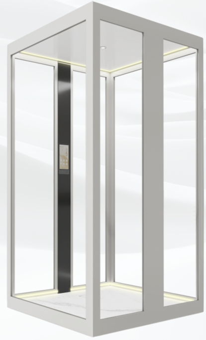 Home Elevator SKY0A01 Exterior - Panoramic Glass with White Gauze Aluminum Alloy Frame