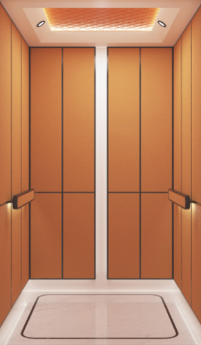 Home Elevator SKY07 Interior - Hermes Orange Peel Leather Carving with Platinum Sand Art Steel